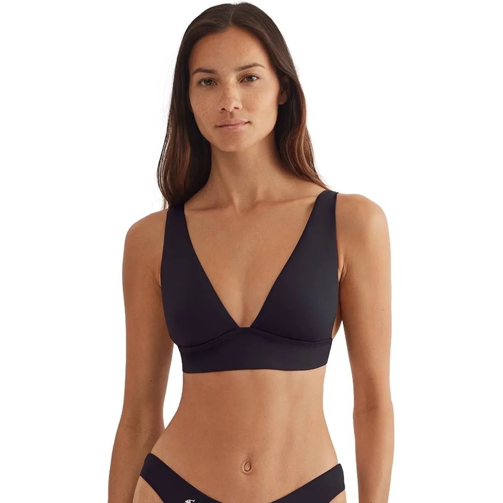 Polo Ralph Lauren Bikini Top Black V-Neck Swimsuit XS 21355529